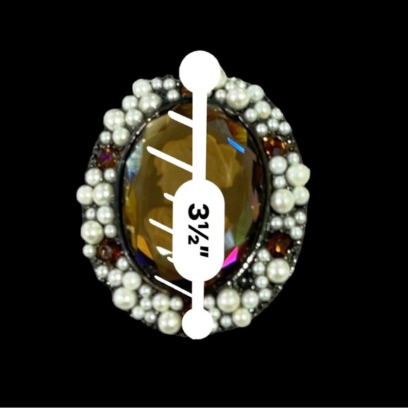 Brooch - Juliana Style Glass Cameo Amber and Pearl brooch. Stunning! - Picture 5 of 5